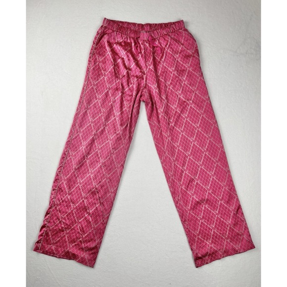 Victoria's Secret Other - Victoria's Secret Women's Small Satin Pajama Pants Pink Check Script Logo